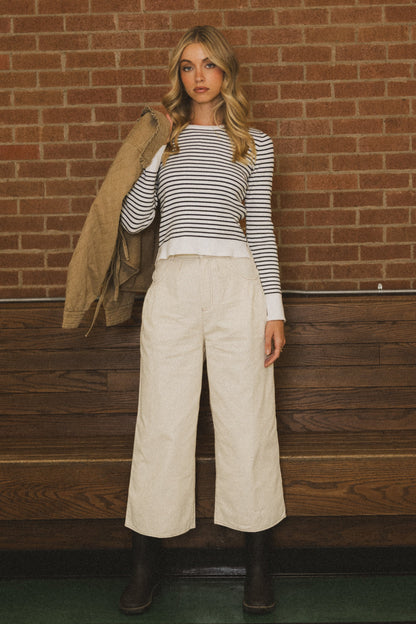Casey Cropped Wide Leg Pants in Ivory - FINAL SALE