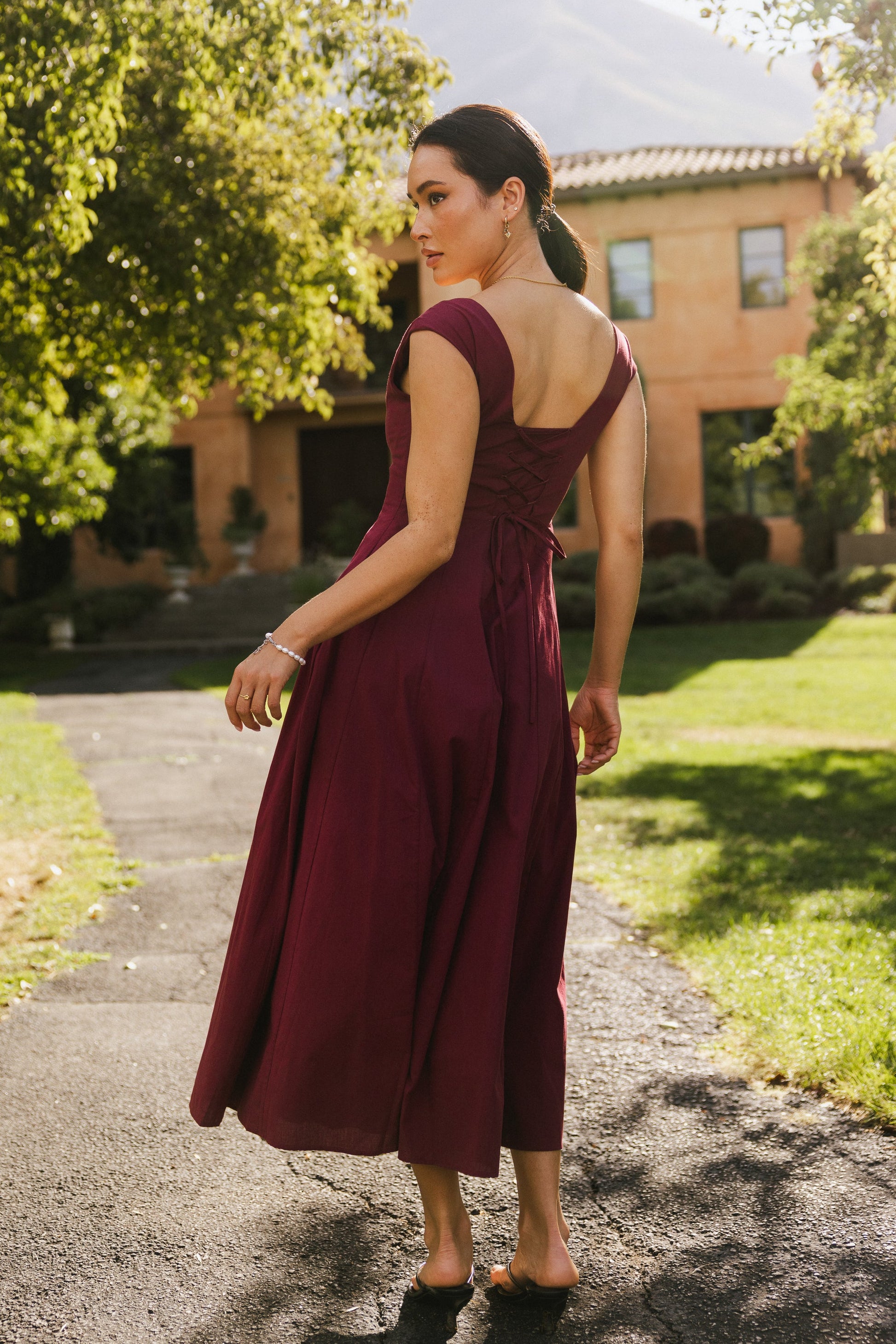 Colin Midi Dress in Burgundy - FINAL SALE