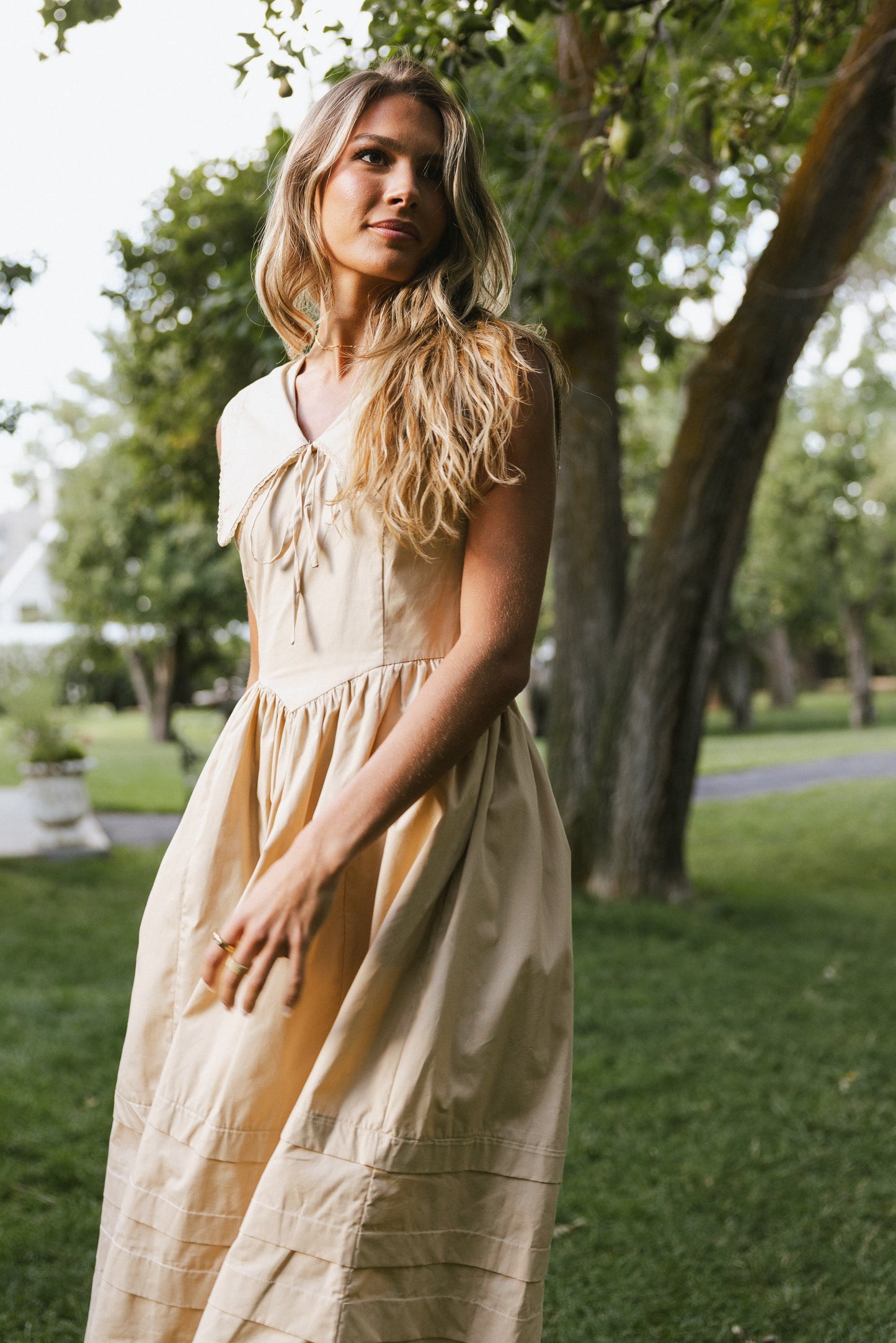 Louie Collared Midi Dress in Taupe - FINAL SALE