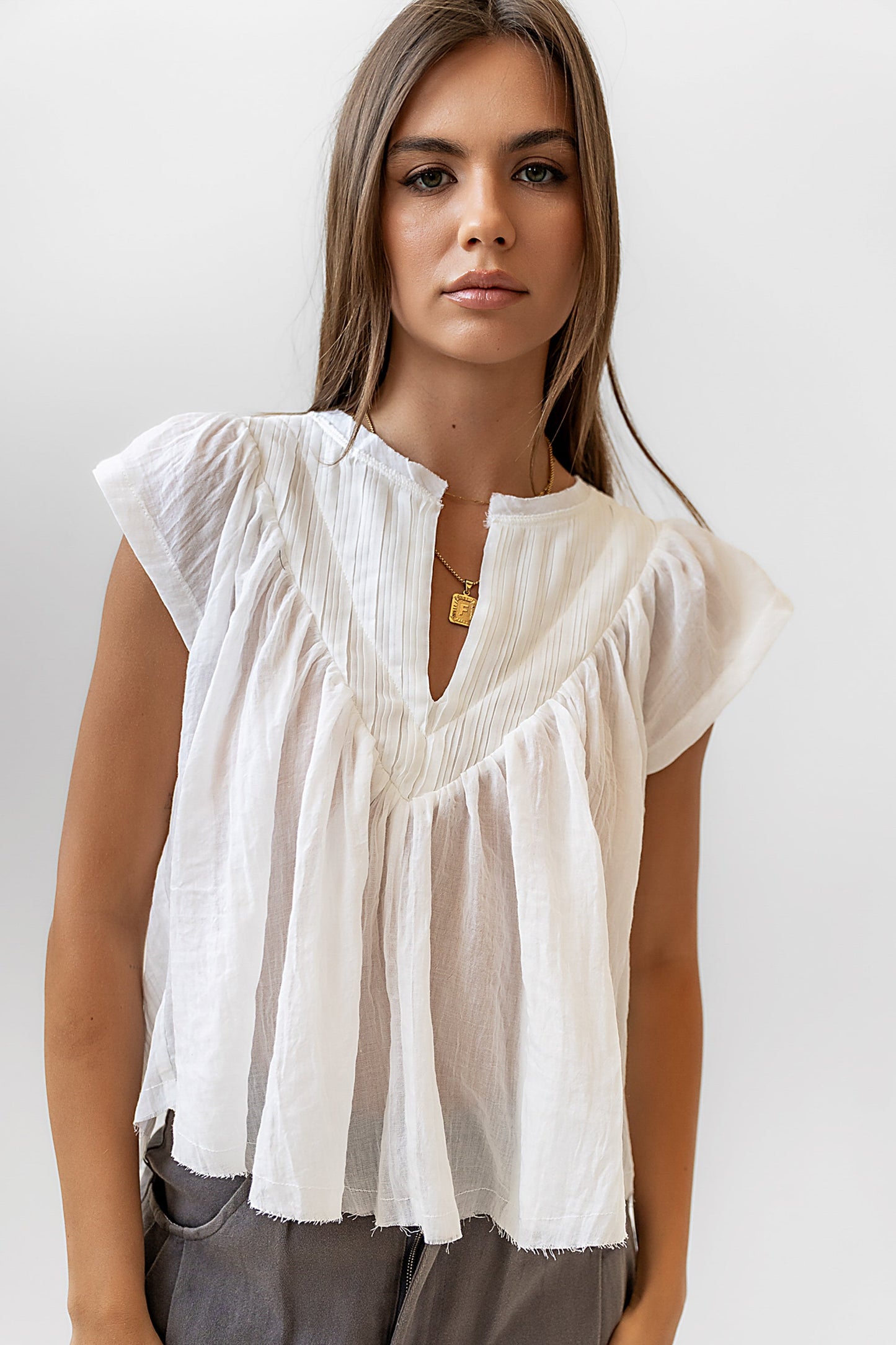 Leia Blouse in Cream - FINAL SALE