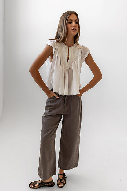 Casey Cropped Wide Leg Pants in Grey - FINAL SALE