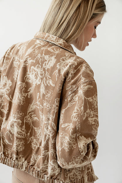 Kellie Floral Bomber Jacket in Camel - FINAL SALE