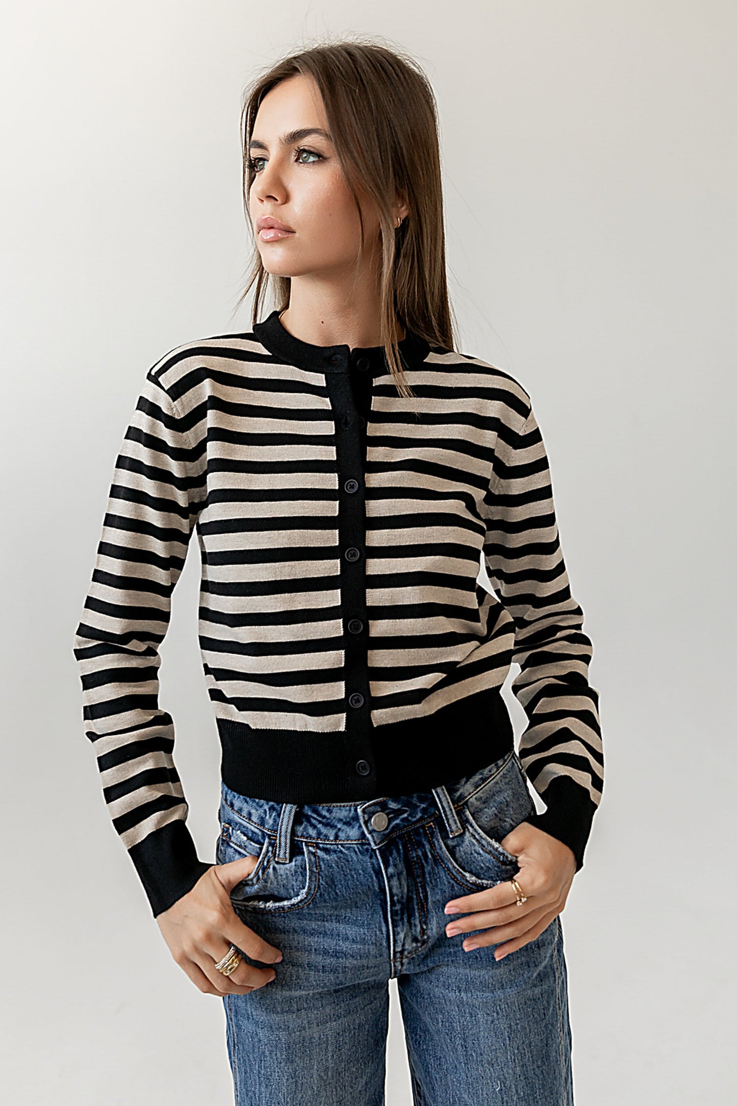 Kali Striped Sweater in Taupe - FINAL SALE