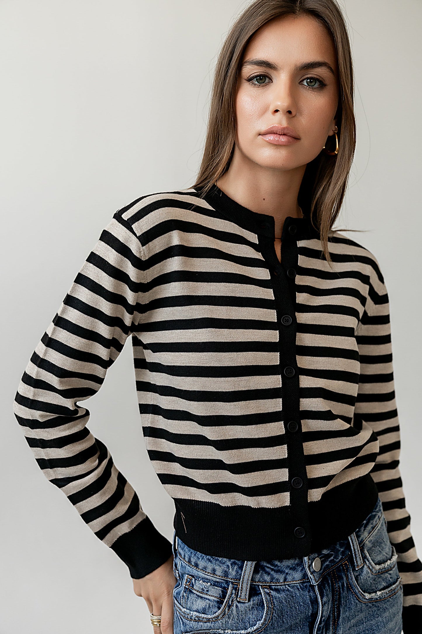 Kali Striped Sweater in Taupe - FINAL SALE