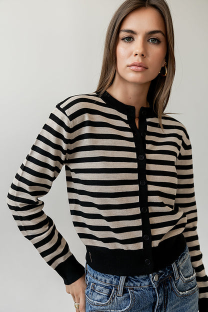 Kali Striped Sweater in Taupe - FINAL SALE
