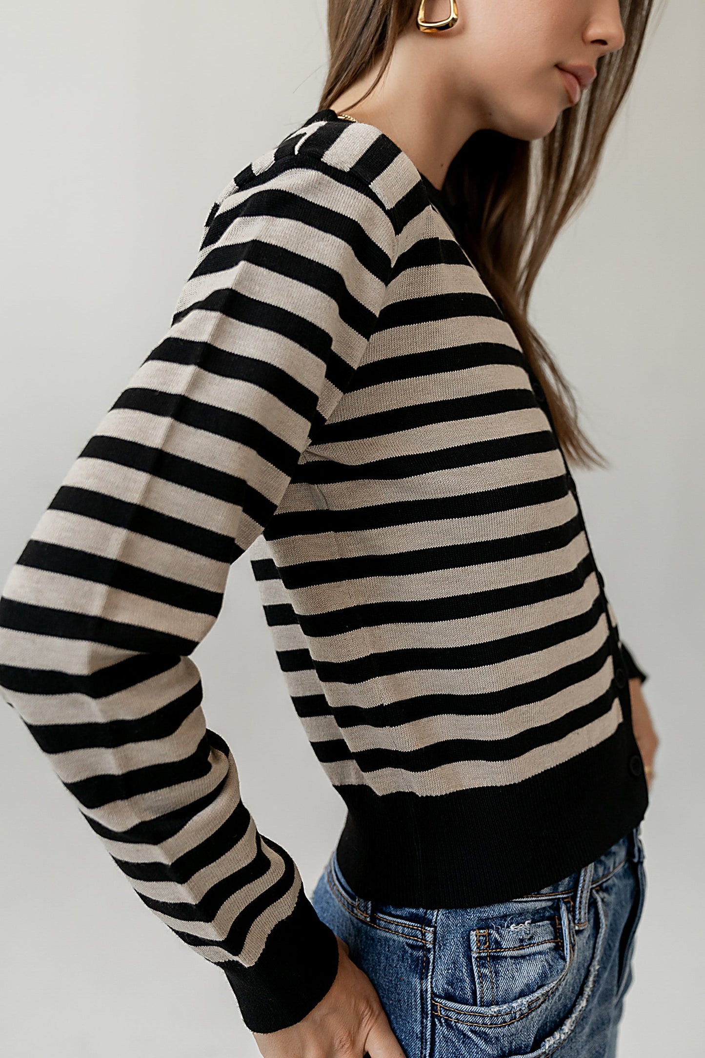 Kali Striped Sweater in Taupe - FINAL SALE