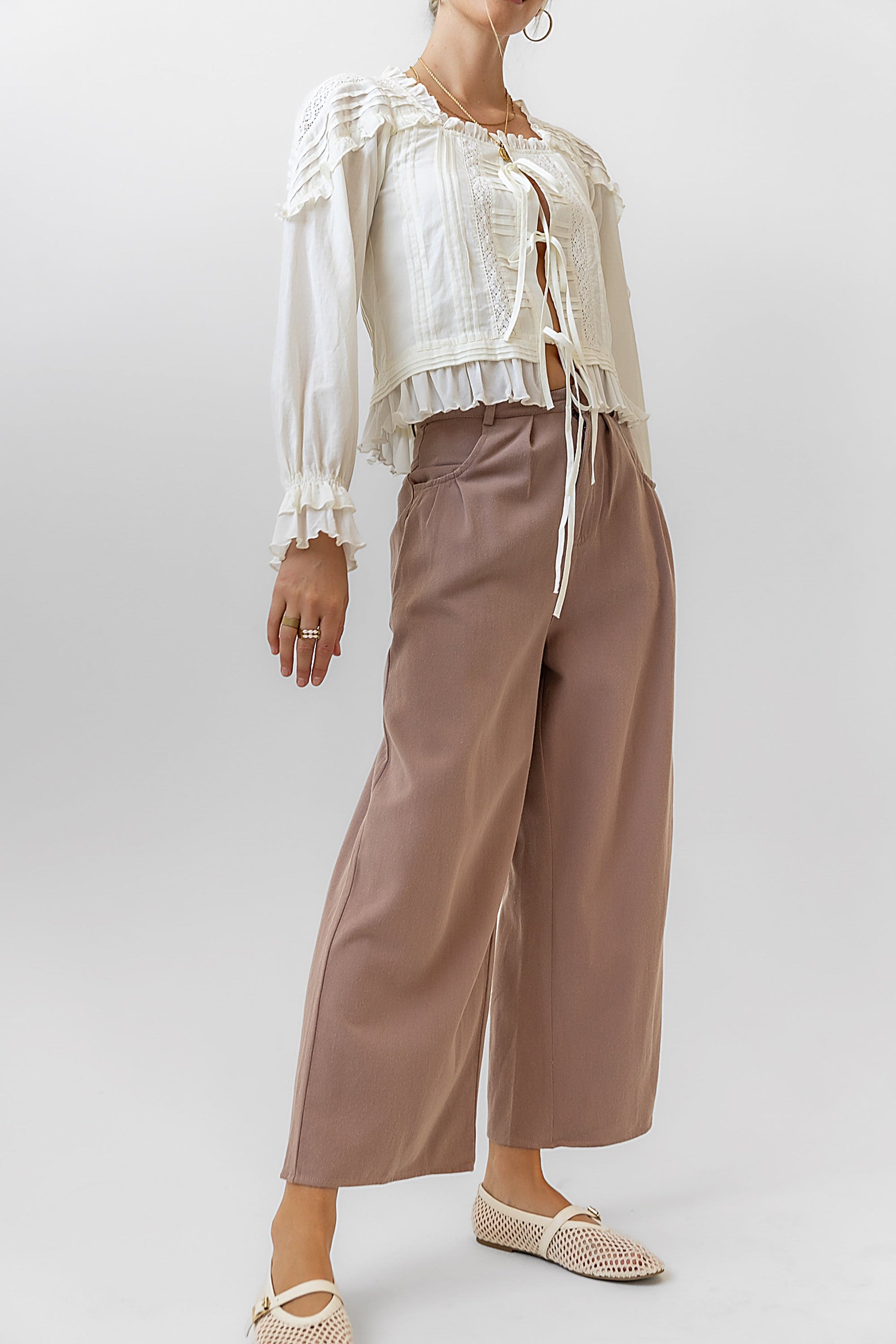 Casey Cropped Wide Leg Pants in Mauve - FINAL SALE