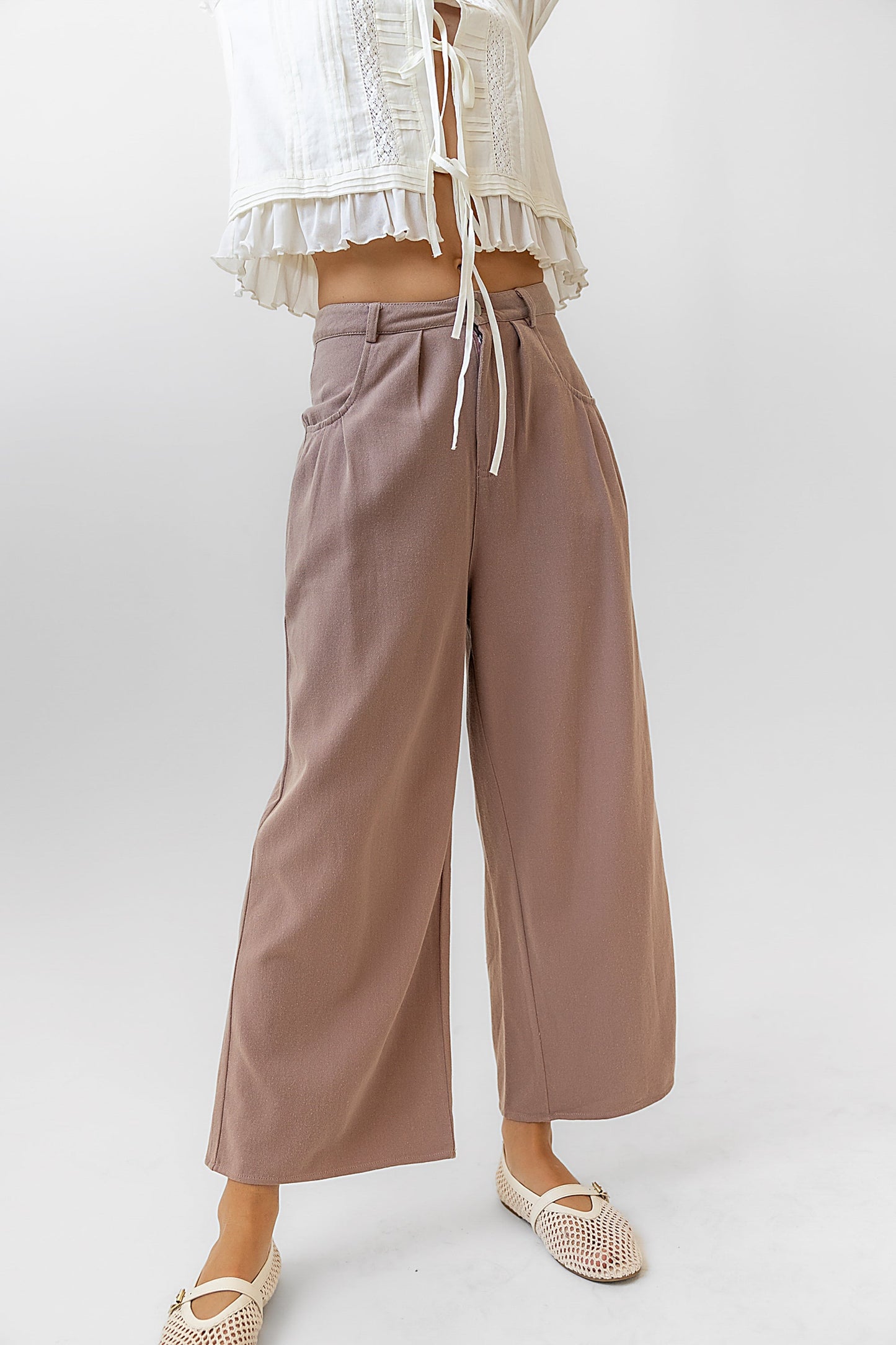 Casey Cropped Wide Leg Pants in Mauve - FINAL SALE