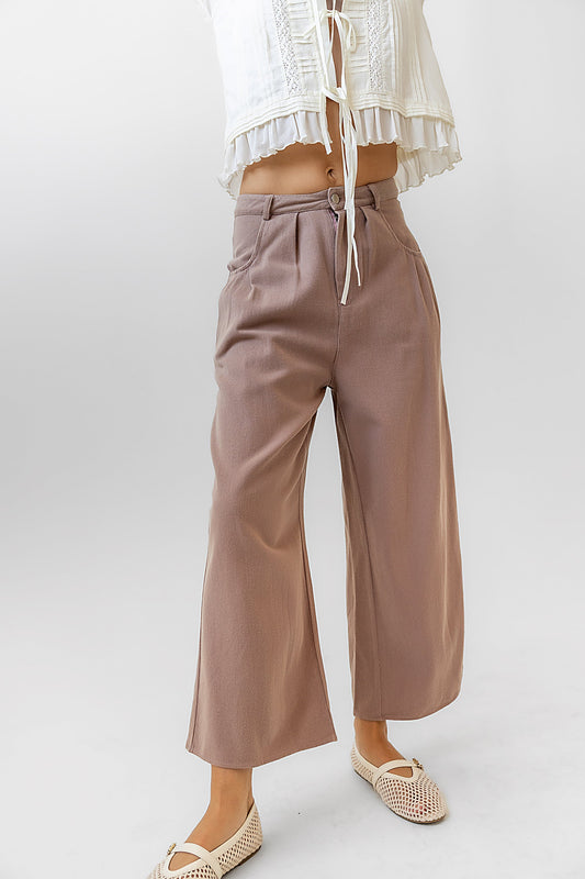 Casey Cropped Wide Leg Pants in Mauve - FINAL SALE