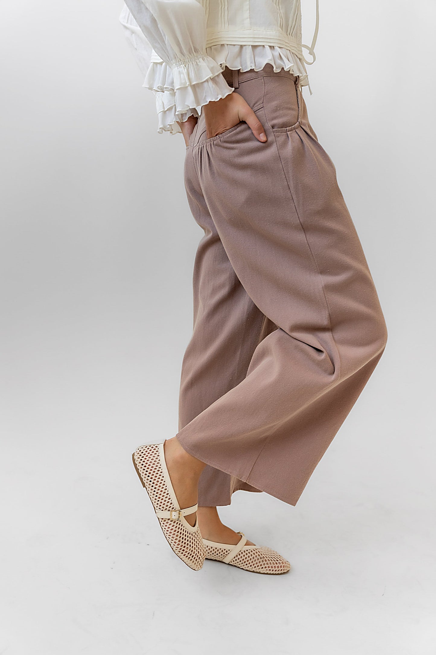 Casey Cropped Wide Leg Pants in Mauve - FINAL SALE