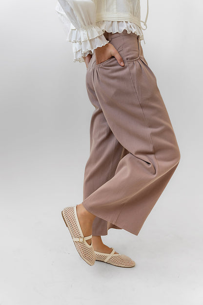 Casey Cropped Wide Leg Pants in Mauve - FINAL SALE