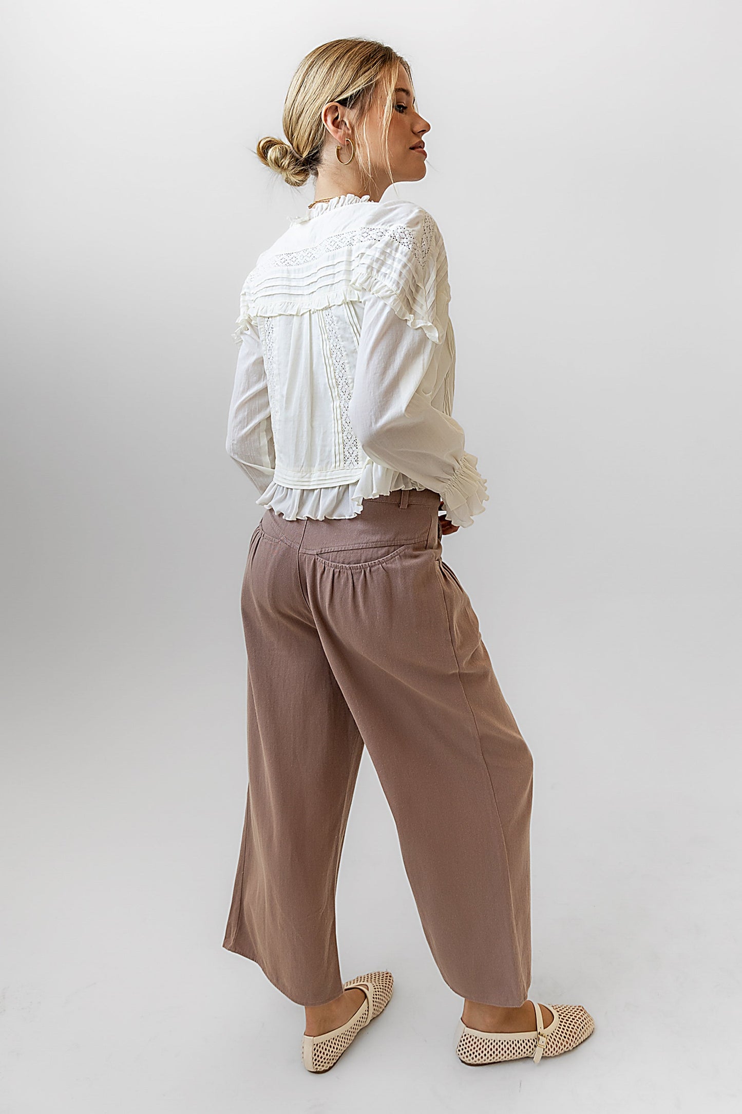 Casey Cropped Wide Leg Pants in Mauve - FINAL SALE
