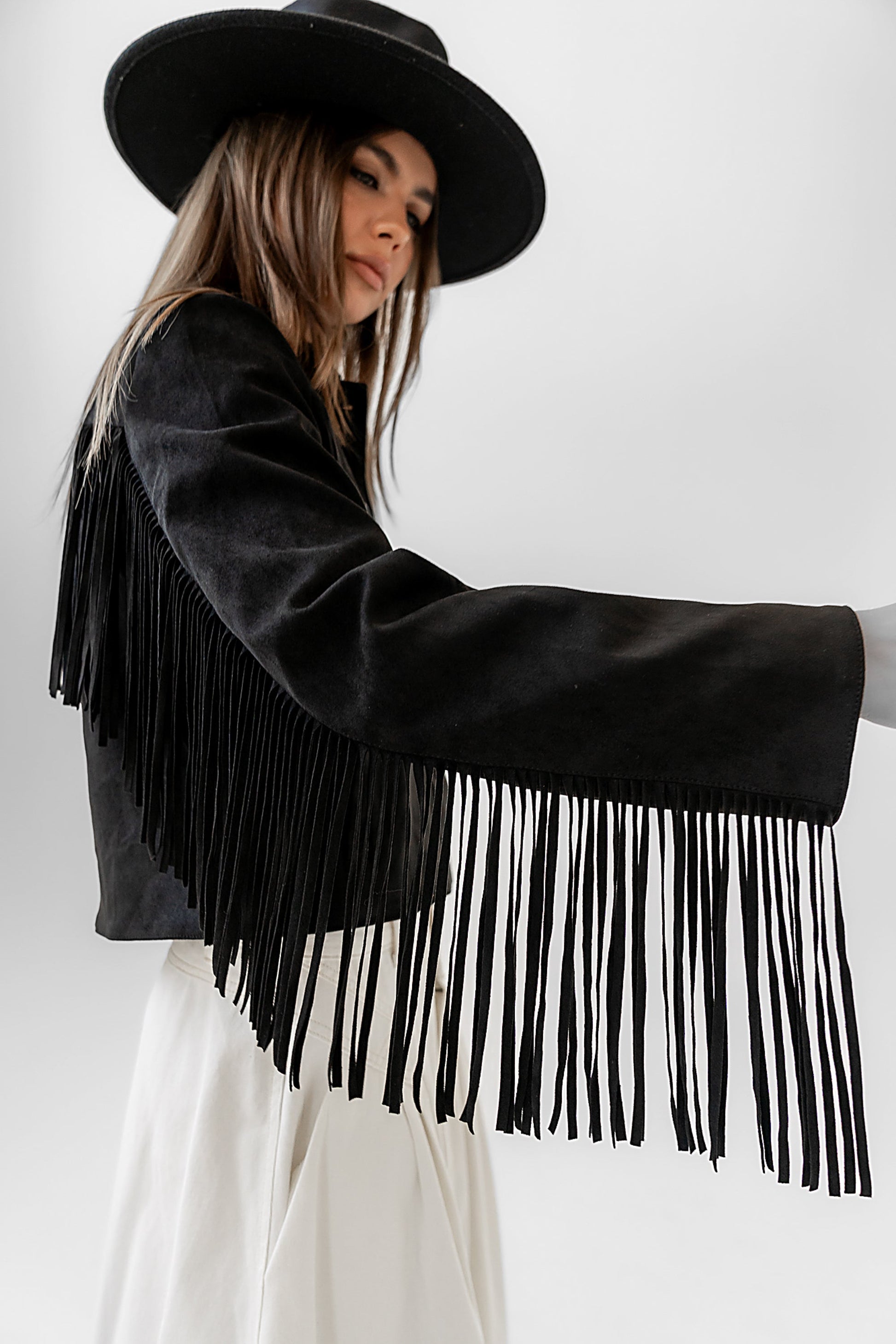 Bridget Fringe Jacket in Black