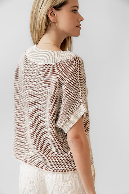 Saige Contrast Sweater in Oatmeal - FINAL SALE