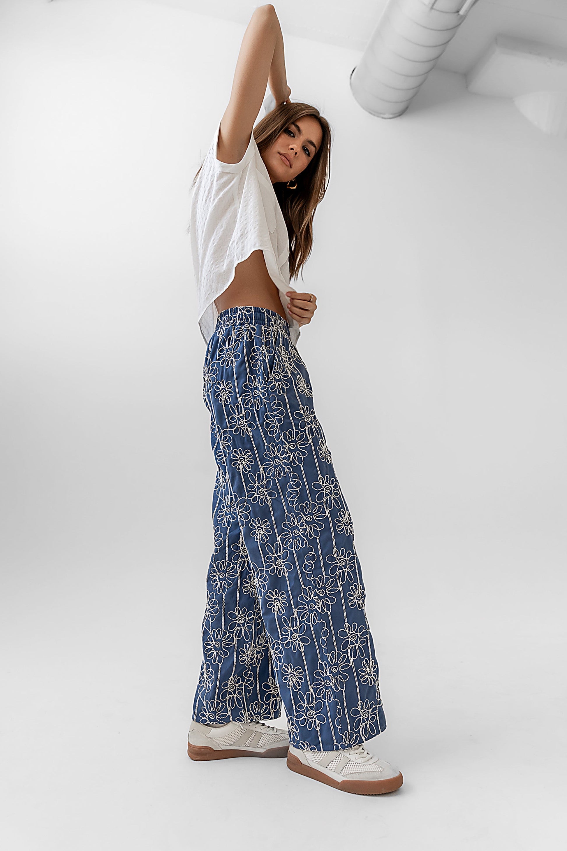 Alanna Embroidered Pants in Blue