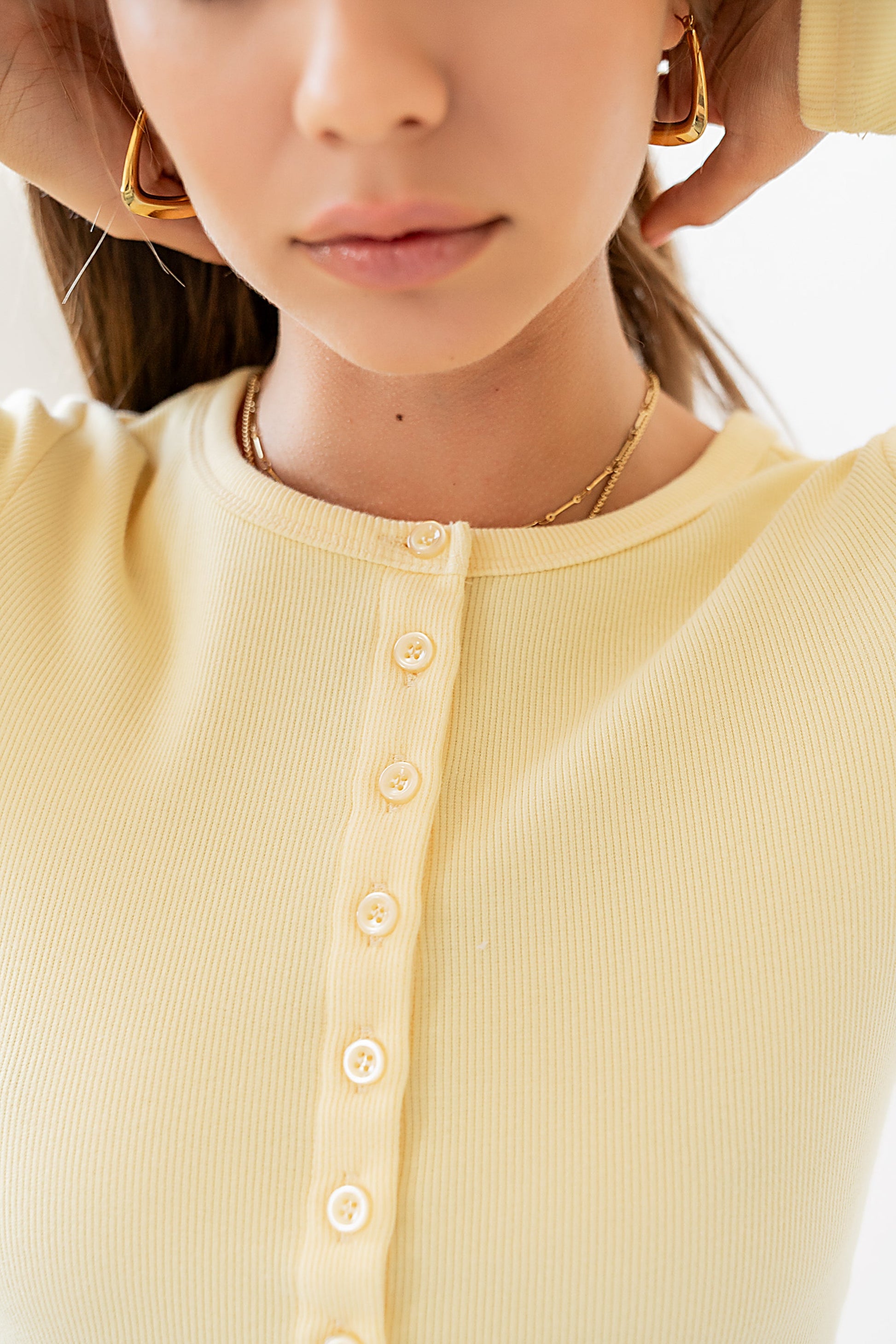 Mia Button Up Top in Yellow - FINAL SALE