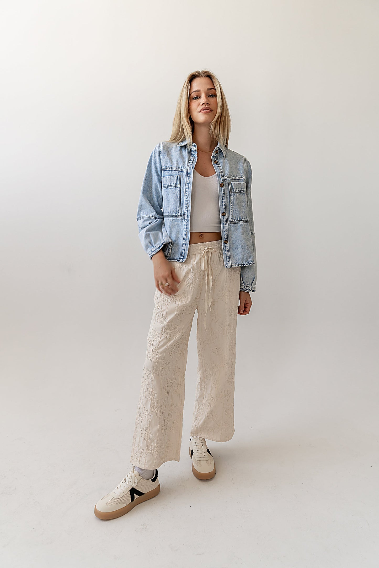 Alanna Embroidered Pants in Cream - FINAL SALE