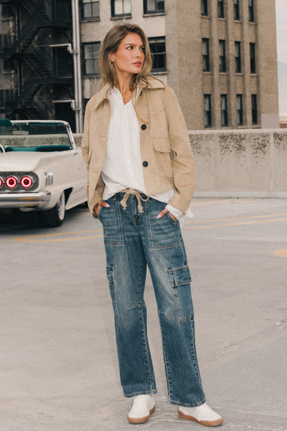Aden Suede Jacket in Khaki - FINAL SALE