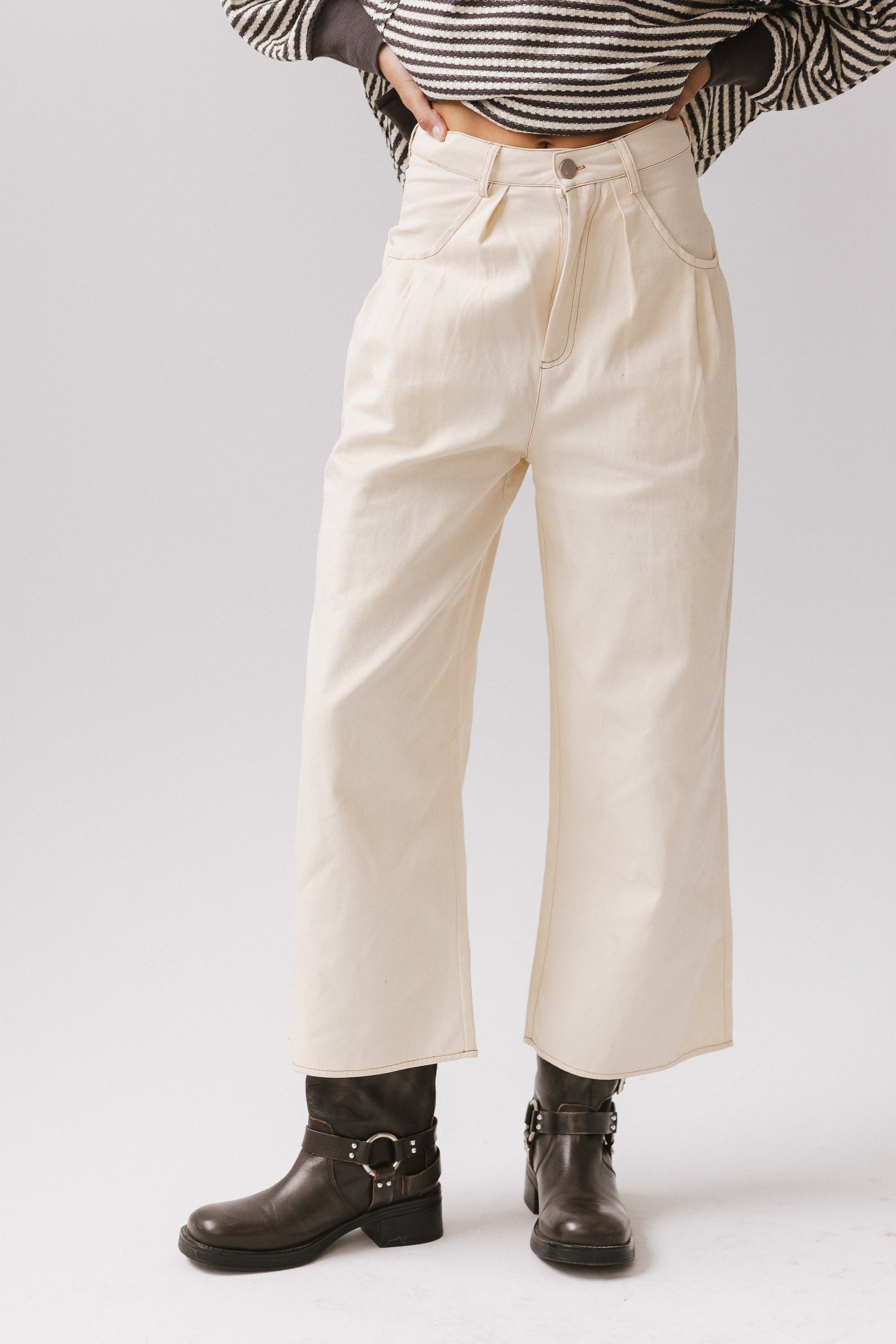 Casey Cropped Wide Leg Pants in Ivory - FINAL SALE