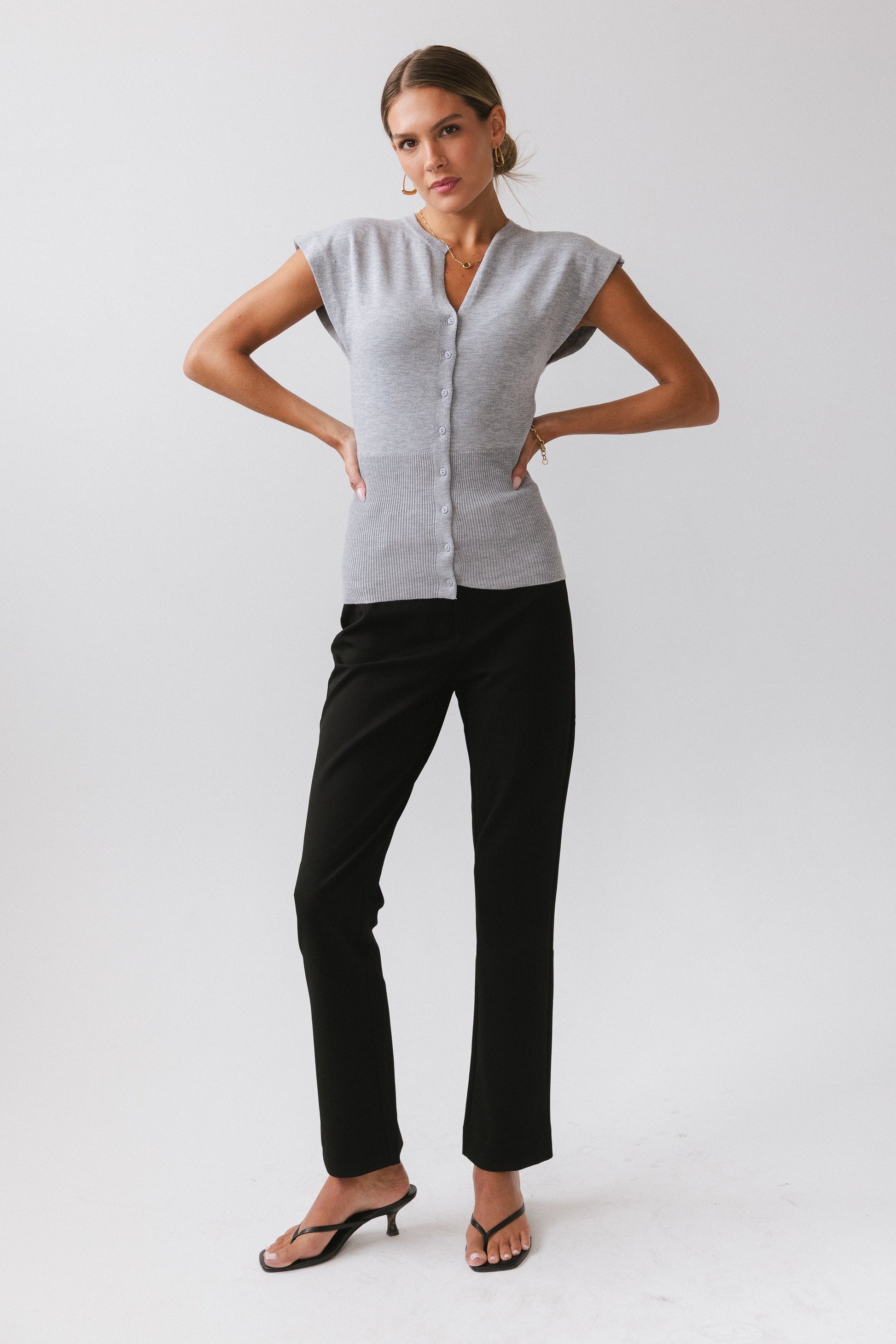 Marco Knit Top in Heather Grey