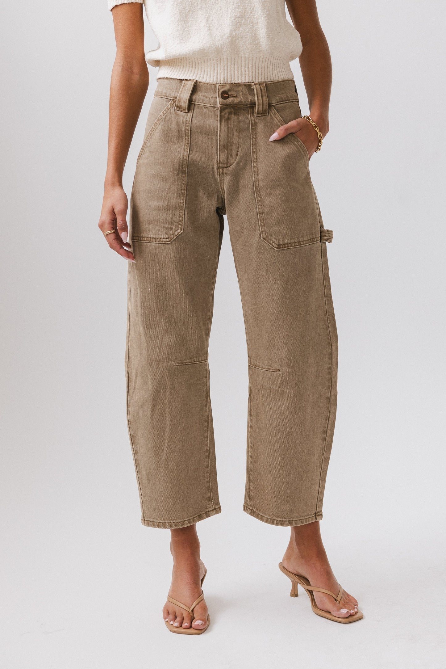 Scottie Barrel Jeans in Tan - FINAL SALE