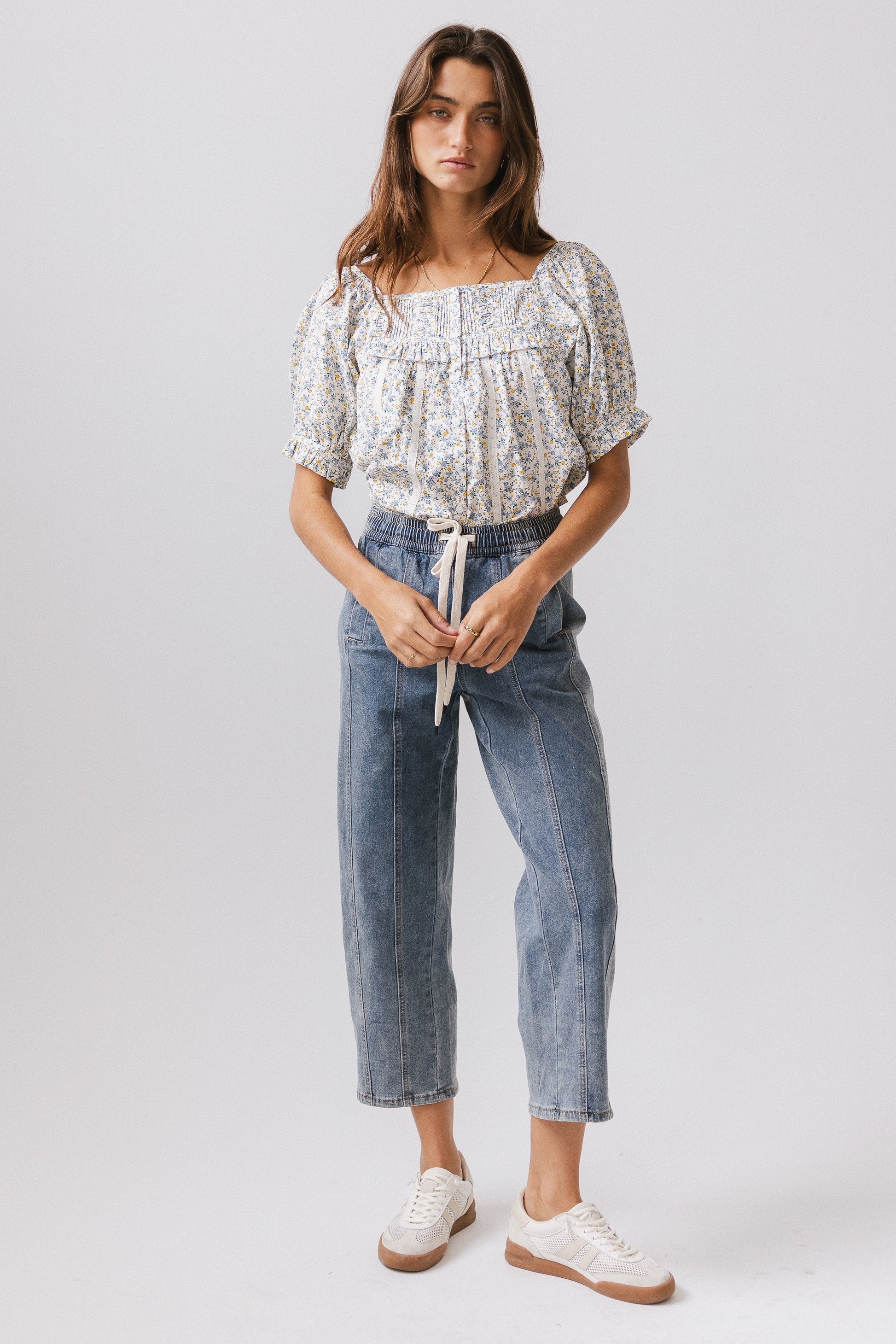 Tiffany Floral Blouse in Blue - FINAL SALE