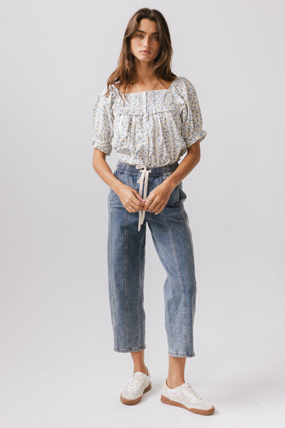 Tiffany Floral Blouse in Blue - FINAL SALE