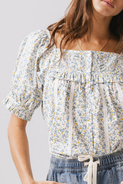 Tiffany Floral Blouse in Blue - FINAL SALE