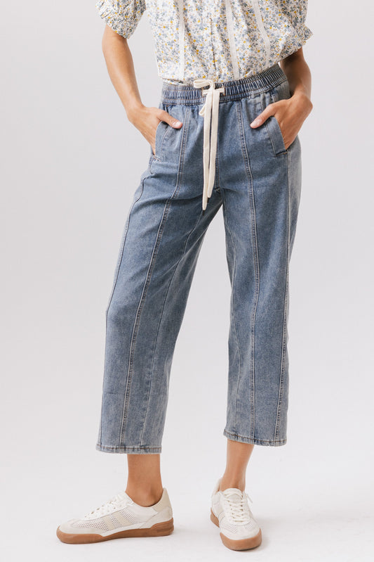 Khai Cropped Pants in Denim - FINAL SALE