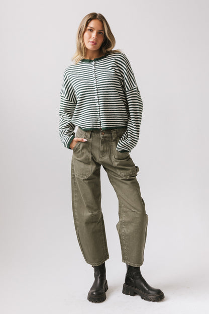 Miriam Striped Cardigan in Forest - FINAL SALE