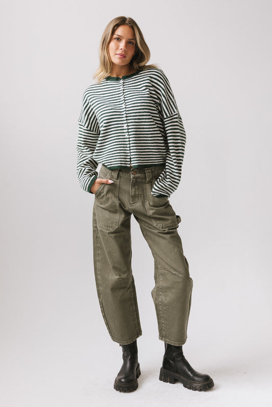 Miriam Striped Cardigan in Forest - FINAL SALE