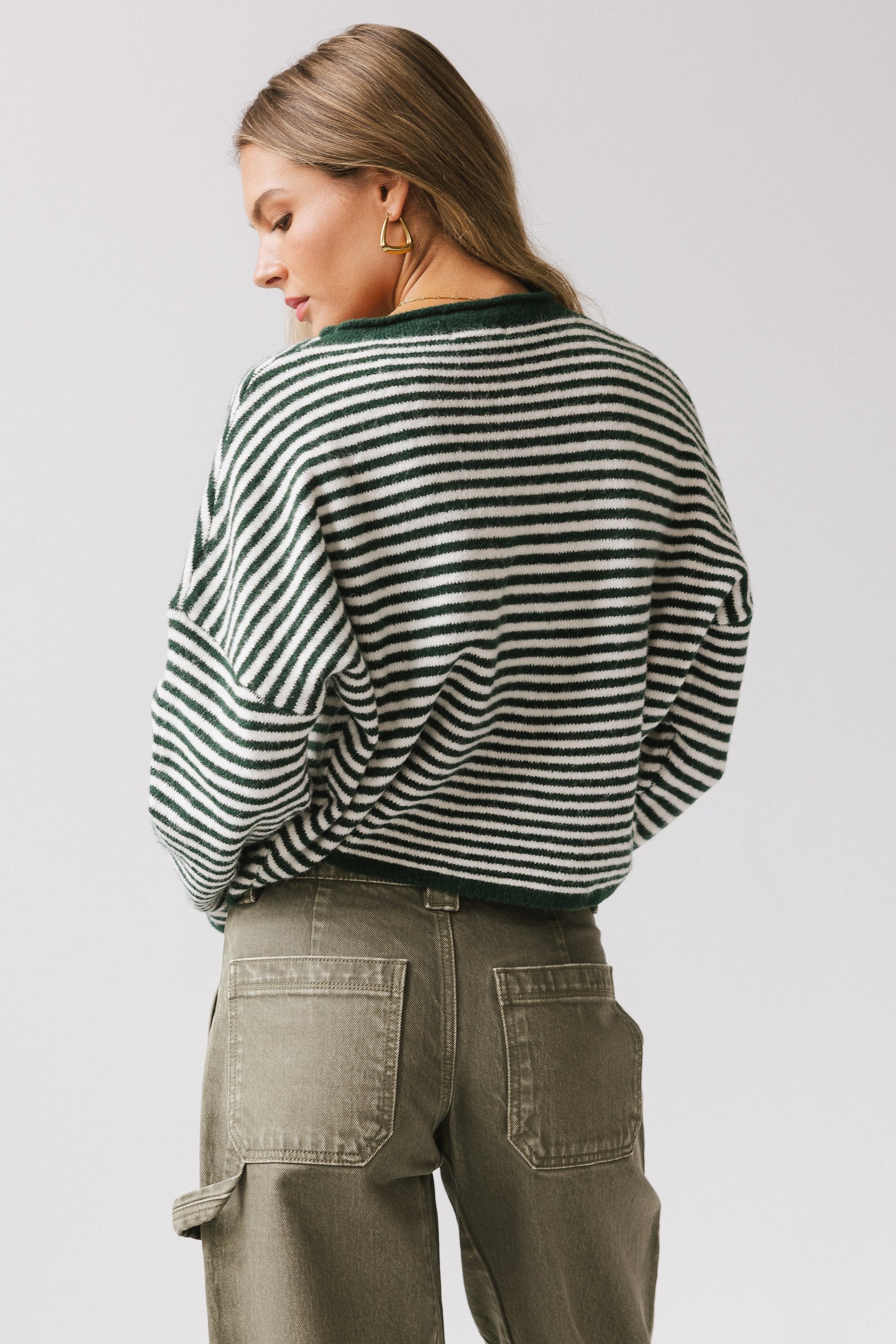 Miriam Striped Cardigan in Forest - FINAL SALE