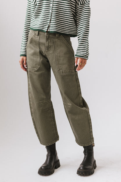 Scottie Barrel Jeans in Olive - FINAL SALE