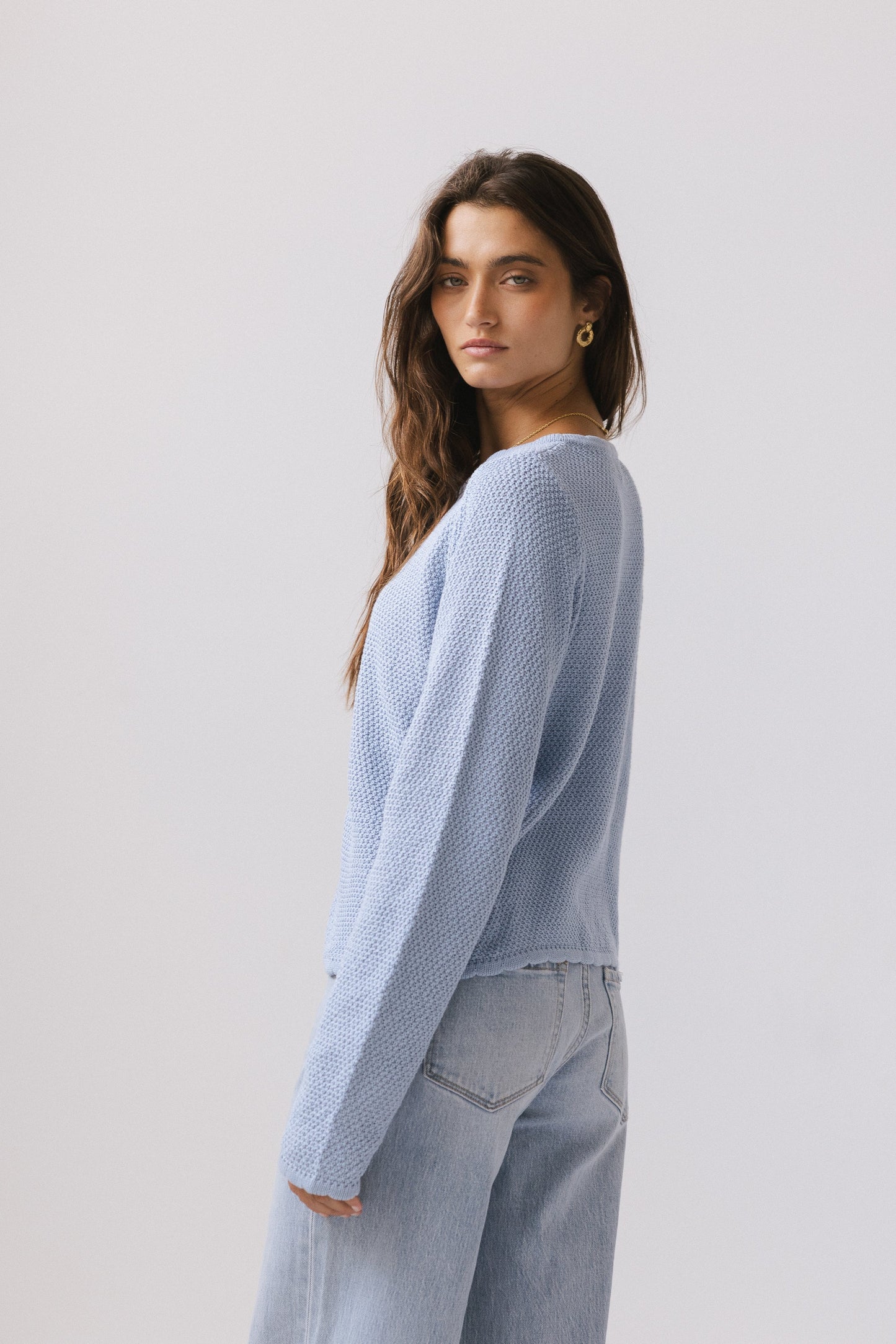 Azuline Knit Cardigan in Powder Blue