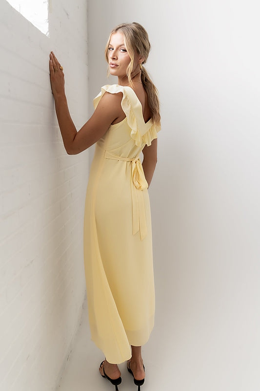 Lydia Ruffle Maxi Dress in Yellow - FINAL SALE