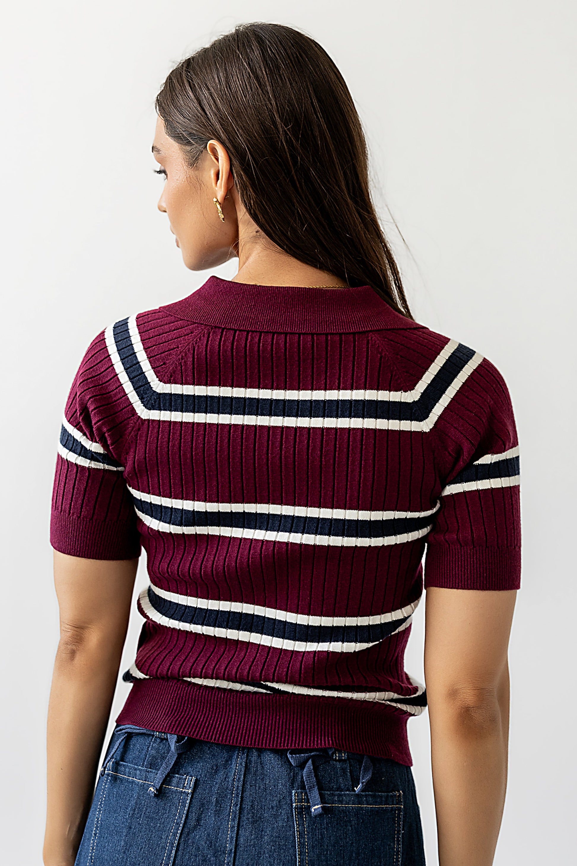 Taylee Striped Sweater in Burgundy - FINAL SALE