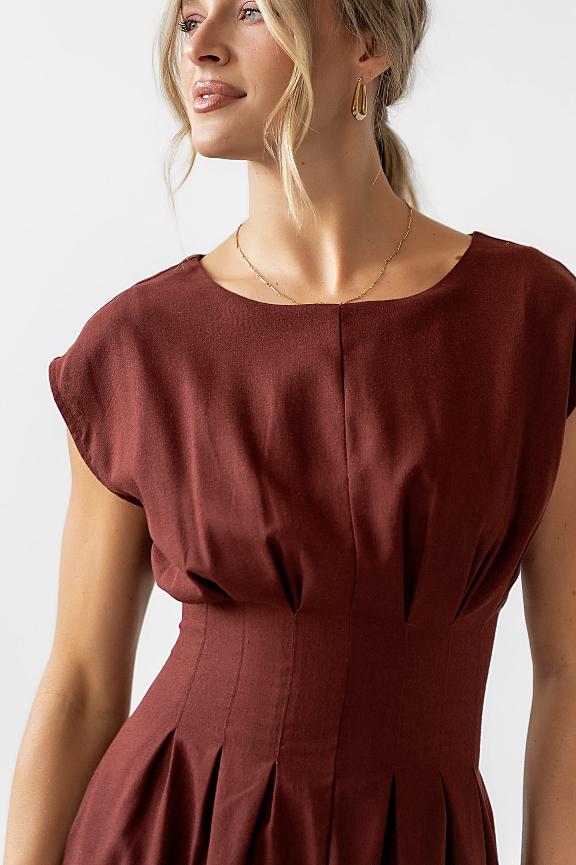 Matilda Pleated Maxi Dress in Rust - FINAL SALE