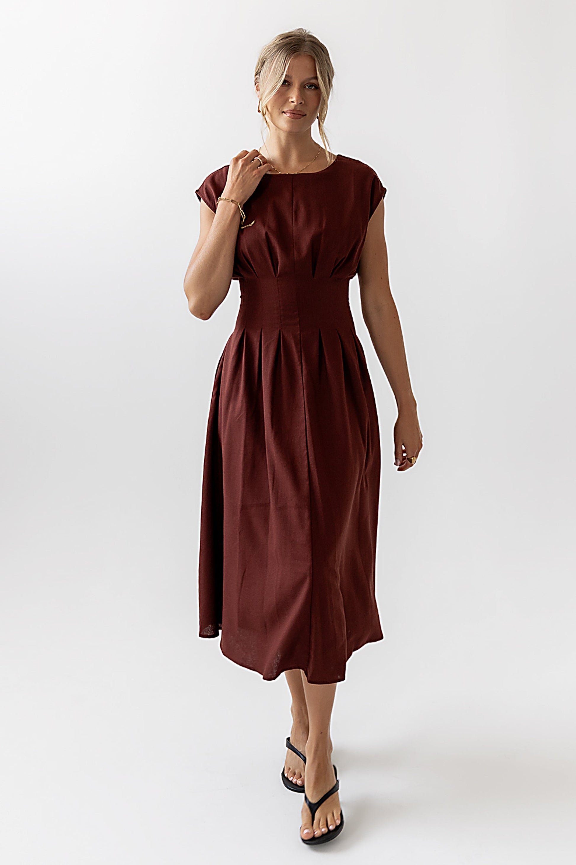 Matilda Pleated Maxi Dress in Rust - FINAL SALE