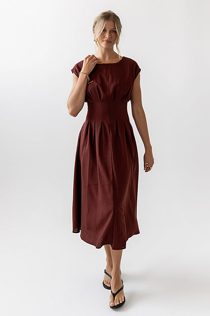 Matilda Pleated Maxi Dress in Rust - FINAL SALE