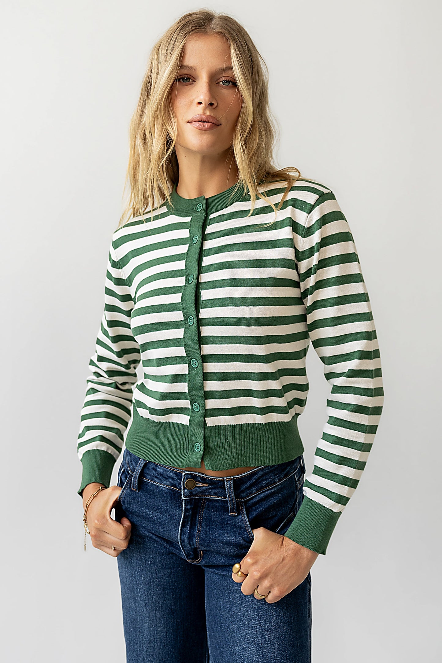 Kali Striped Sweater in Green - FINAL SALE