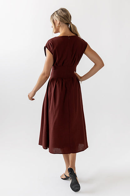 Matilda Pleated Maxi Dress in Rust - FINAL SALE