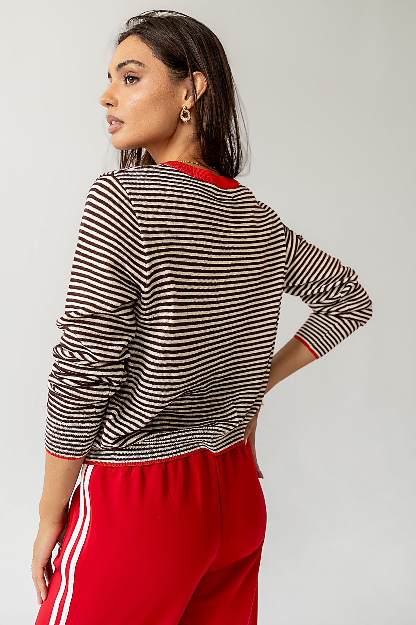 Josy Button Front Cardigan in Red - FINAL SALE