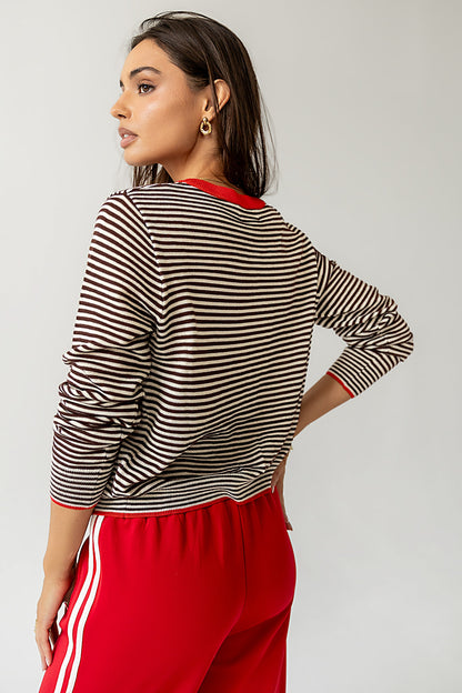 Josy Button Front Cardigan in Red - FINAL SALE