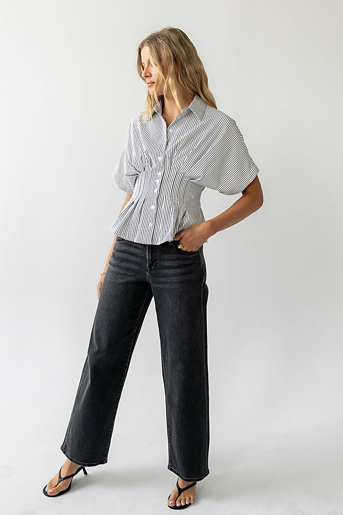 Alec Striped Blouse in White
