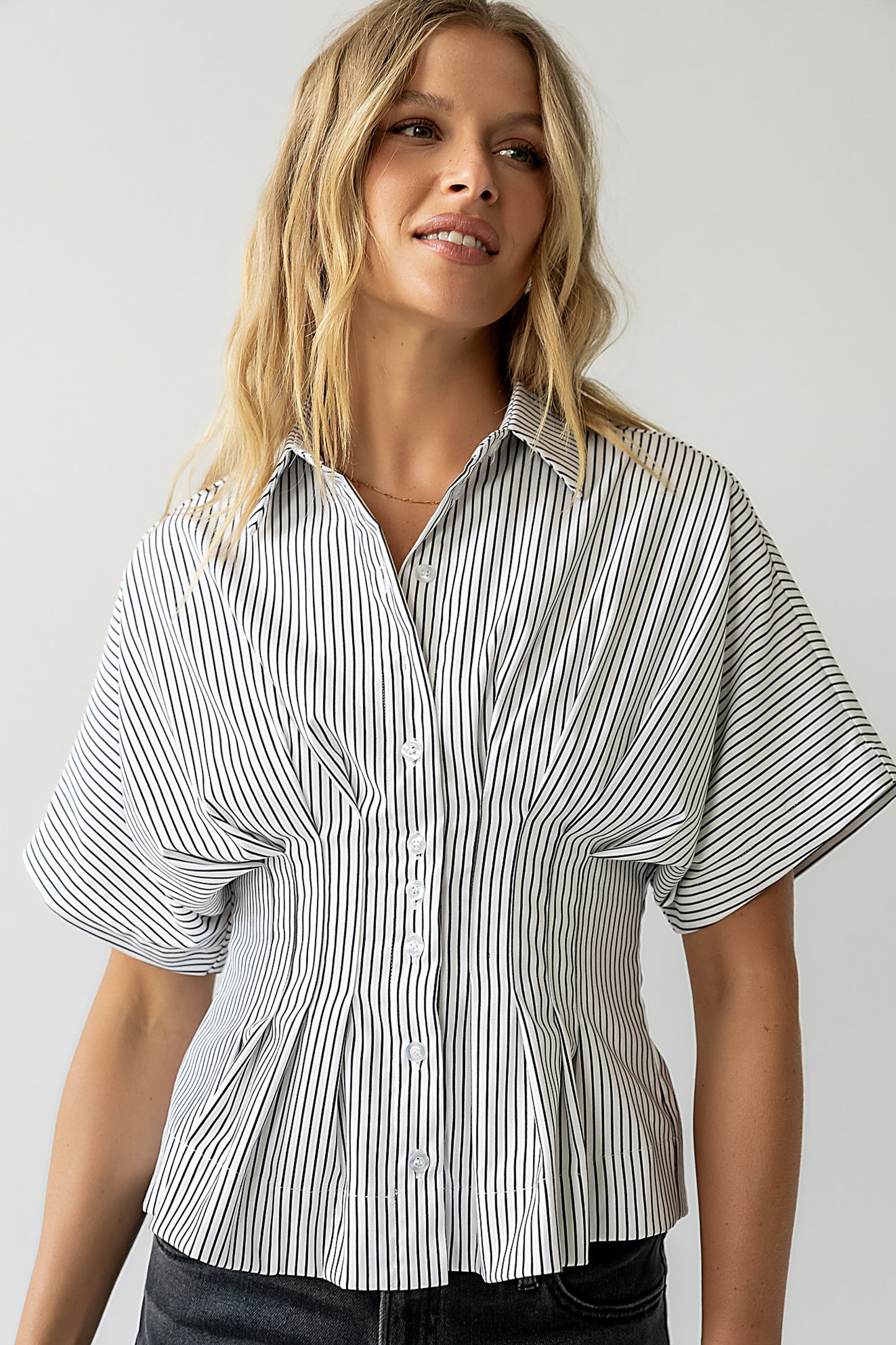 Alec Striped Blouse in White