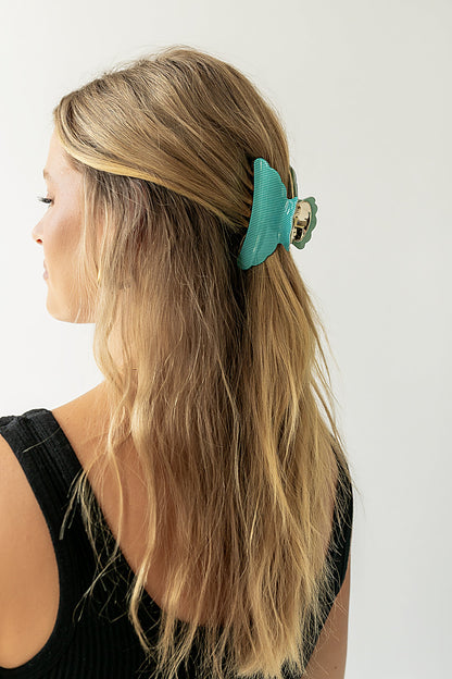 Striped Claw Clip in Turquoise