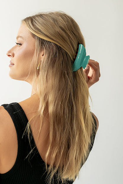Striped Claw Clip in Turquoise