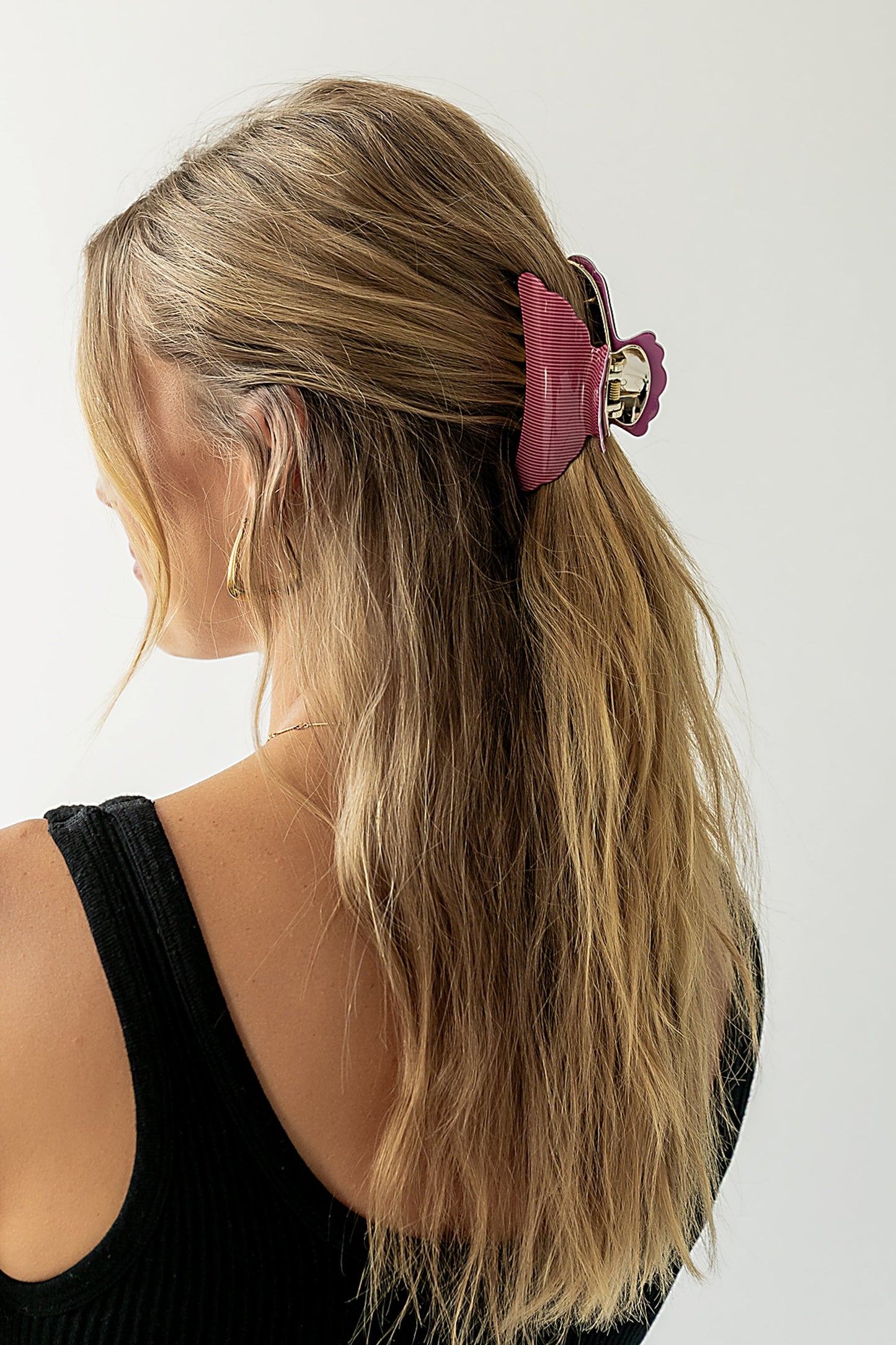 Striped Claw Clip in Burgundy