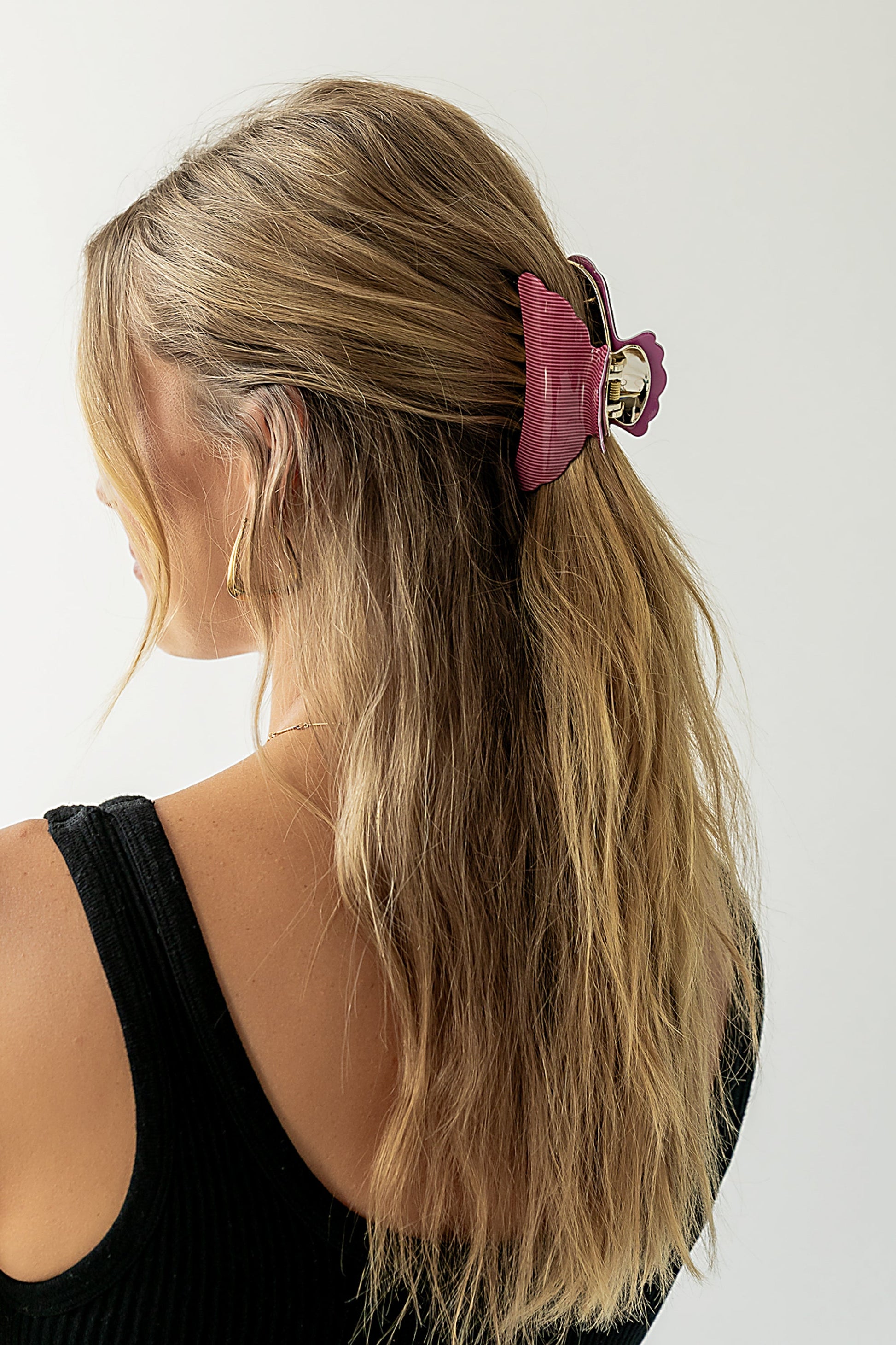 Striped Claw Clip in Burgundy