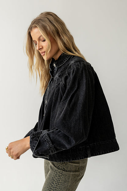 Lennon Denim Jacket in Washed Black - FINAL SALE